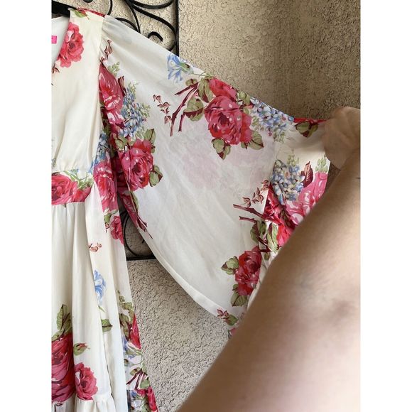 Betsey Johnson Floral Rose Bambi Bell Sleeve Dress - Size 6 - Multicolored - Picture 5 of 11